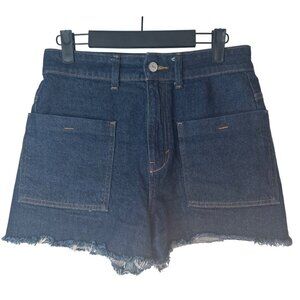 ZARA Womens Denim Shorts Size 6 Frayed Hem High Rise